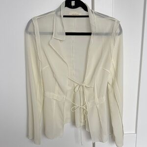 Sheer Tie-Front Blouse in Ivory